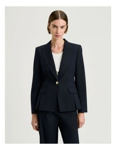 Stretch Suiting Fitted Blazer in Blue
