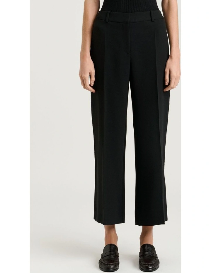 Double Weave Cropped Pant in Black image 1