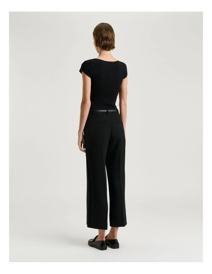 Double Weave Cropped Pant in Black image 2