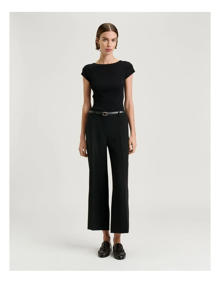 Double Weave Cropped Pant in Black image 4