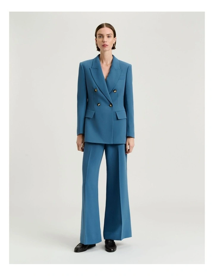 Double Weave Flared Pant in Blue image 5