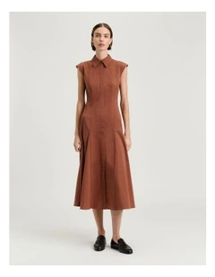 Cotton Nylon a Line Shirtdress