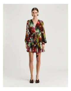 Painterly Bloom Georgette Mini Dress