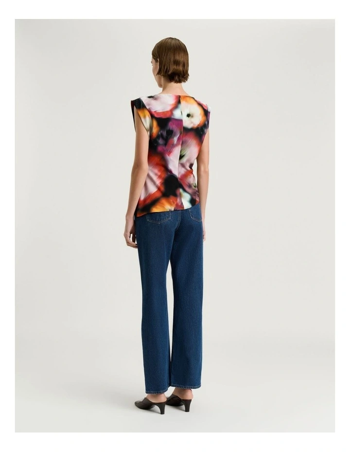 Blur Floral Asymmetric Top in Black image 2