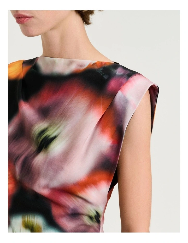 Blur Floral Asymmetric Top in Black image 3