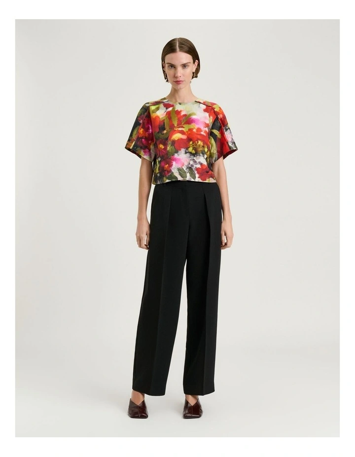 Painterly Bloom Linen Viscose Top in Multi image 4