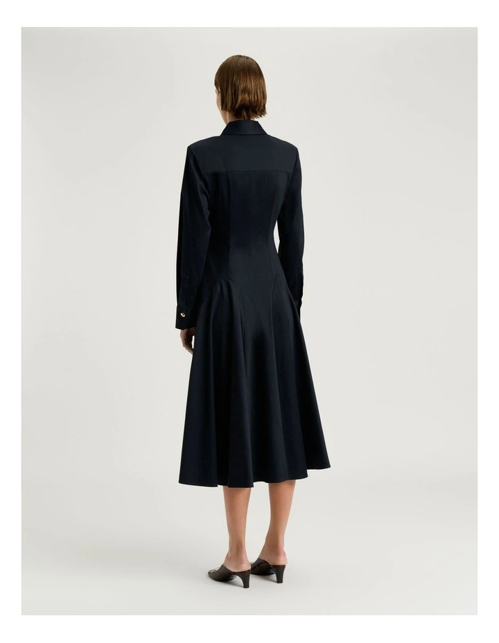 Stretch Cotton Sateen Shirtdress in Blue image 2