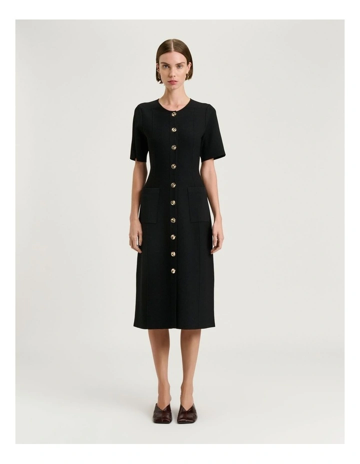 Milano Button Through Dress in Black image 1