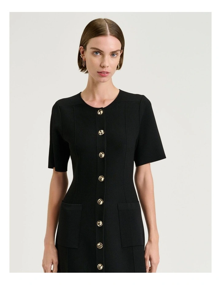 Milano Button Through Dress in Black image 3