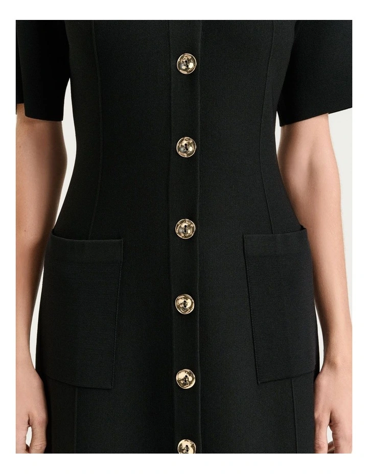 Milano Button Through Dress in Black image 4
