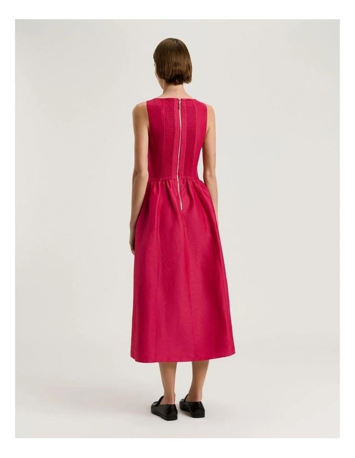 Linen Viscose Midi Dress in Pink image 2