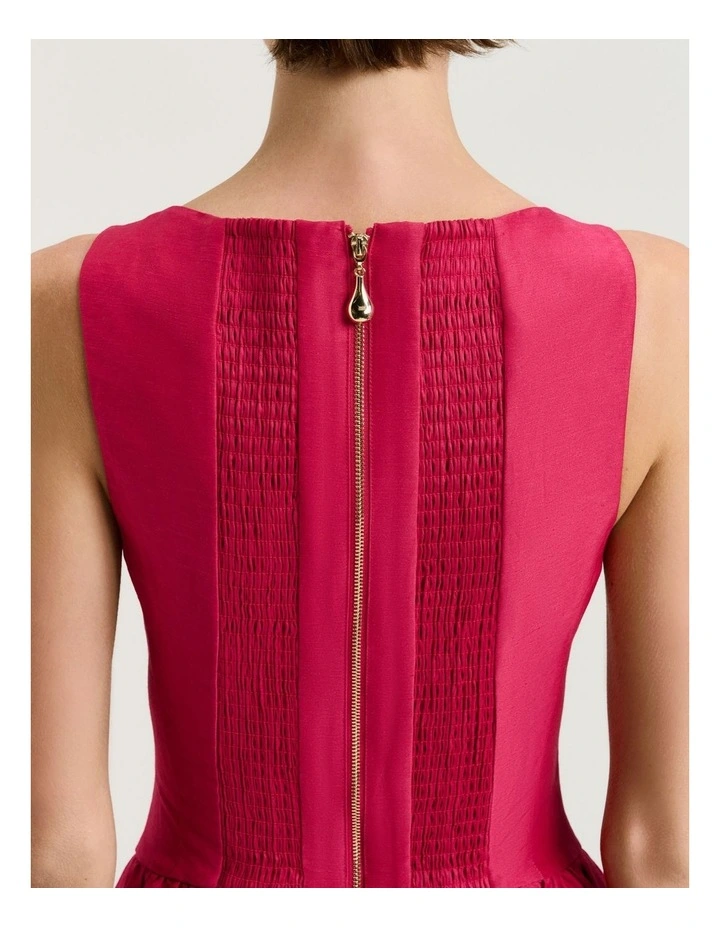 Linen Viscose Midi Dress in Pink image 5