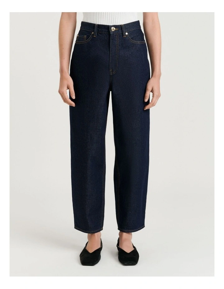 Dark Indigo Cropped Barrel Leg Jean image 1