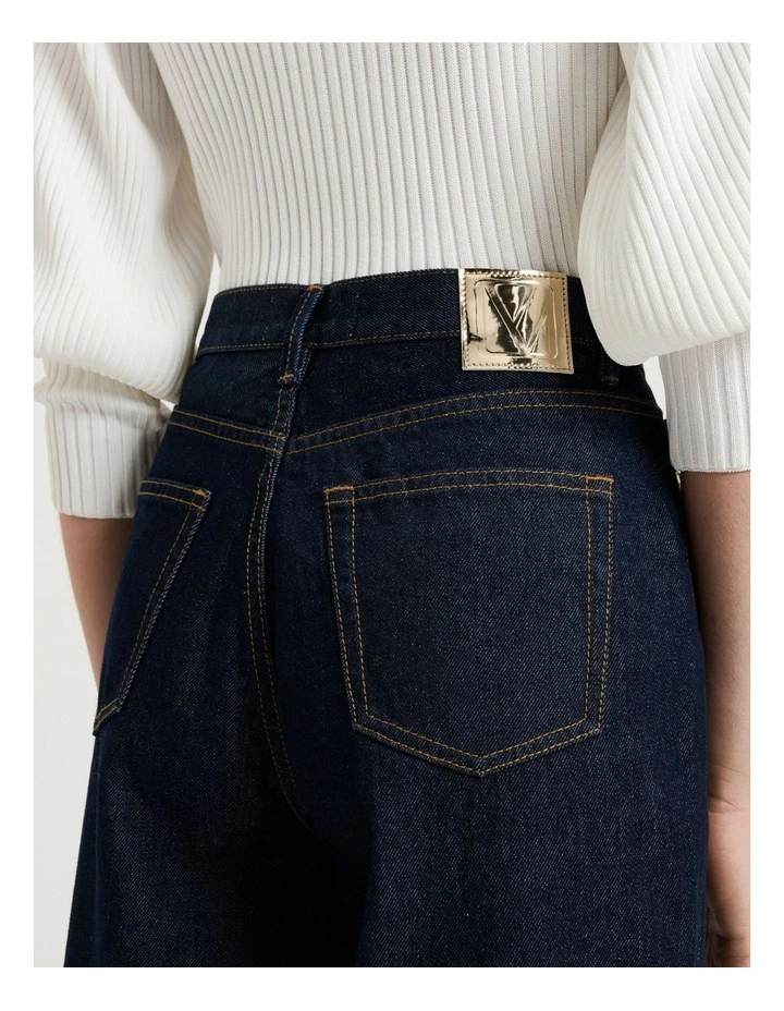 Dark Indigo Cropped Barrel Leg Jean image 3