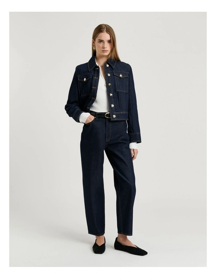 Dark Indigo Cropped Barrel Leg Jean image 5