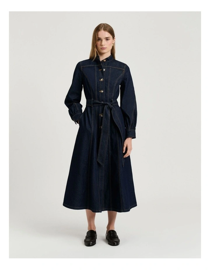 Dark Indigo Denim Belted Shirtdress image 1