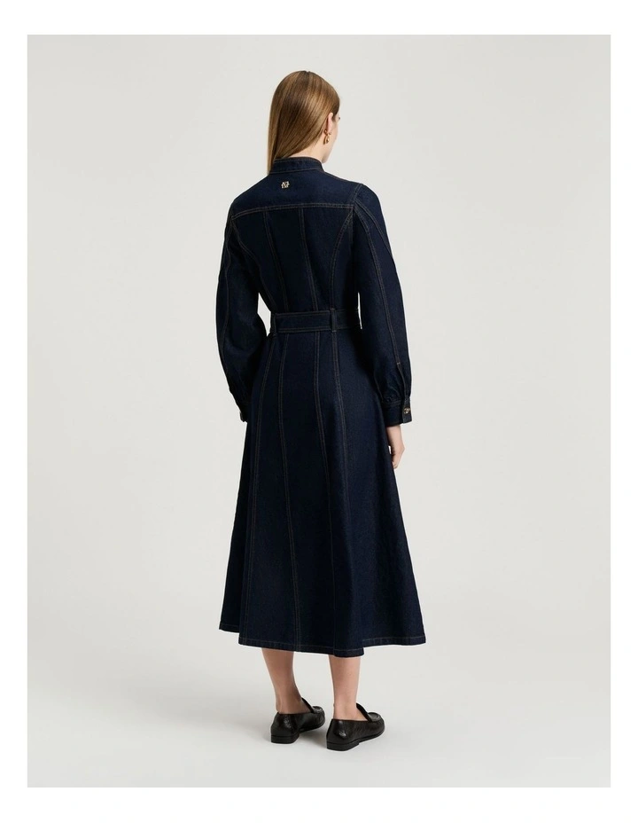 Dark Indigo Denim Belted Shirtdress image 2