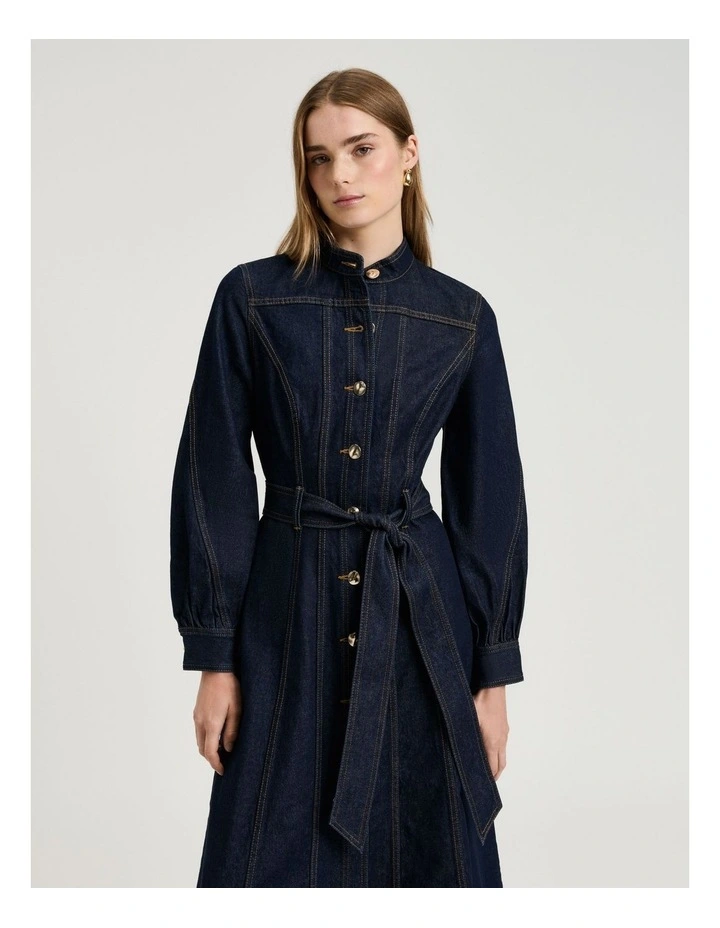 Dark Indigo Denim Belted Shirtdress image 3