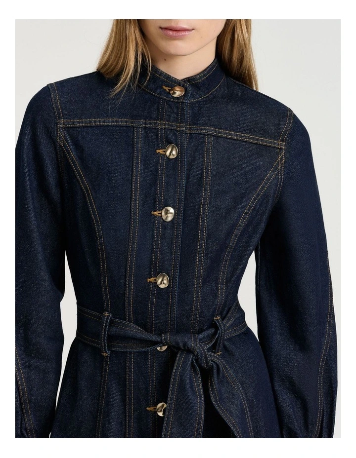 Dark Indigo Denim Belted Shirtdress image 5