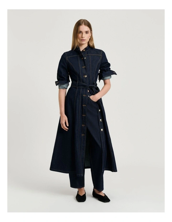 Dark Indigo Denim Belted Shirtdress image 6