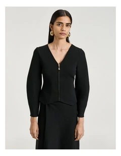 BLACK MILANO JACKET WITH POINTED HEM