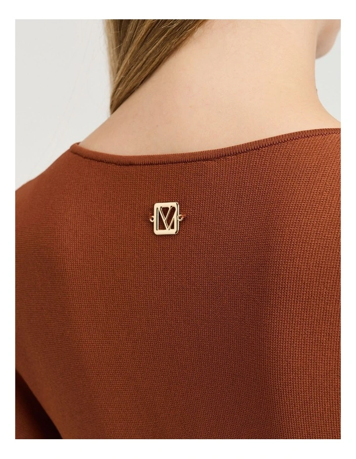 Milano Long Sleeve Peplum Top in Cognac image 4