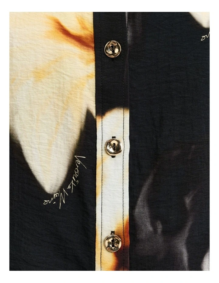 Botanical Floral Short Sleeve Shirt in Black image 3