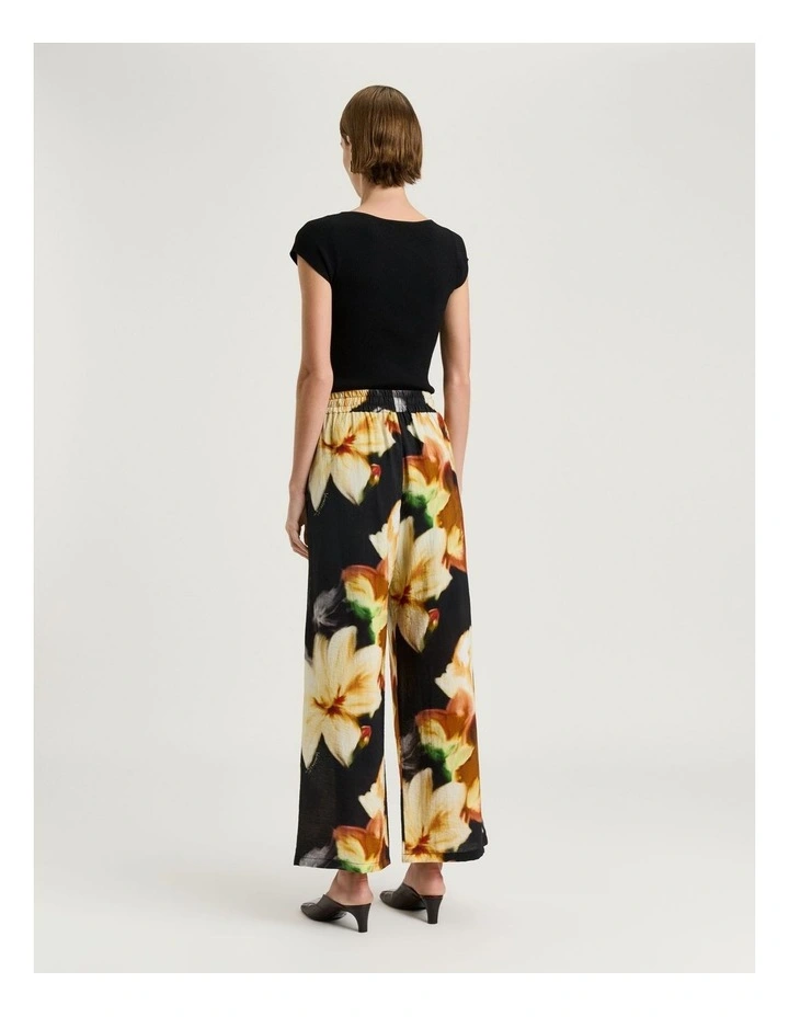 Botanical Floral Wide Leg Pant in Black image 2
