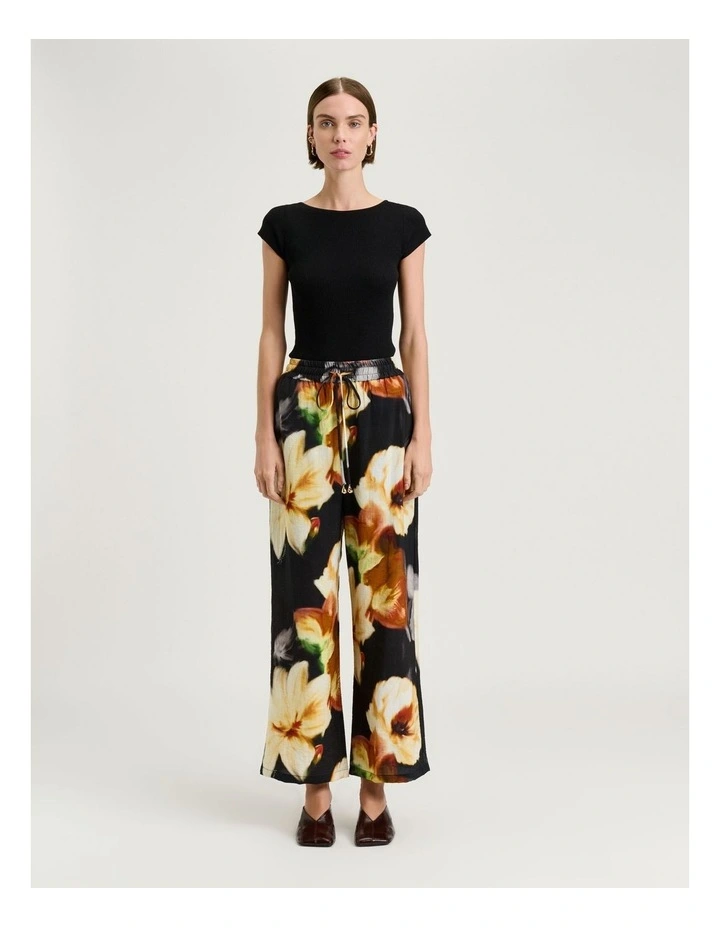 Botanical Floral Wide Leg Pant in Black image 4