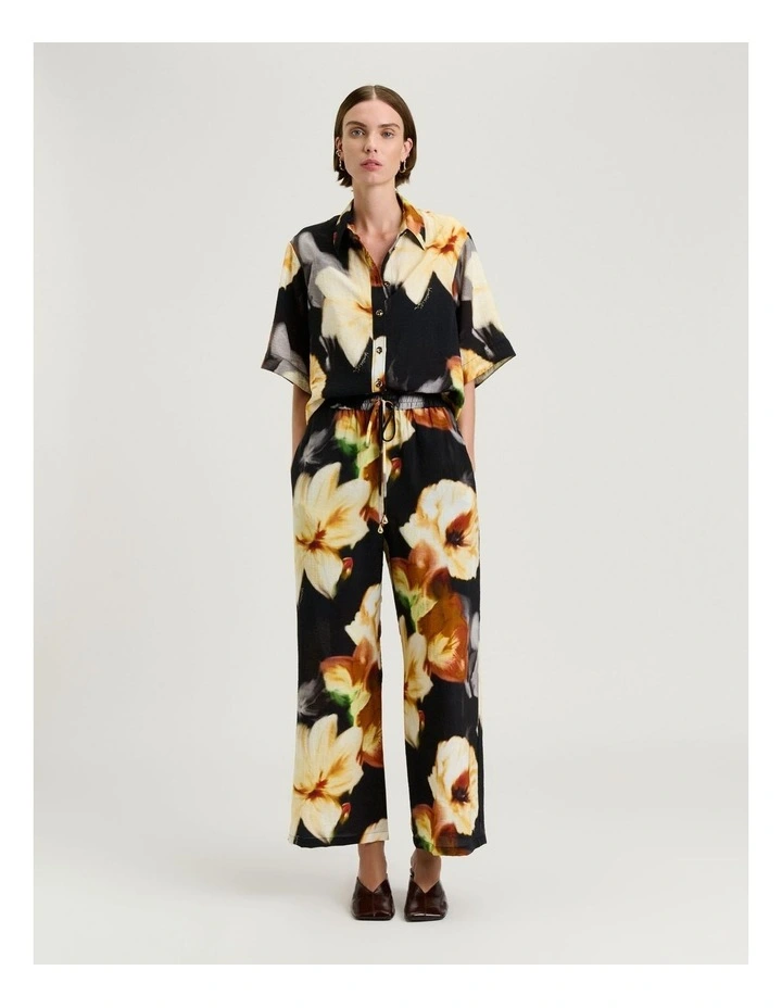 Botanical Floral Wide Leg Pant in Black image 5