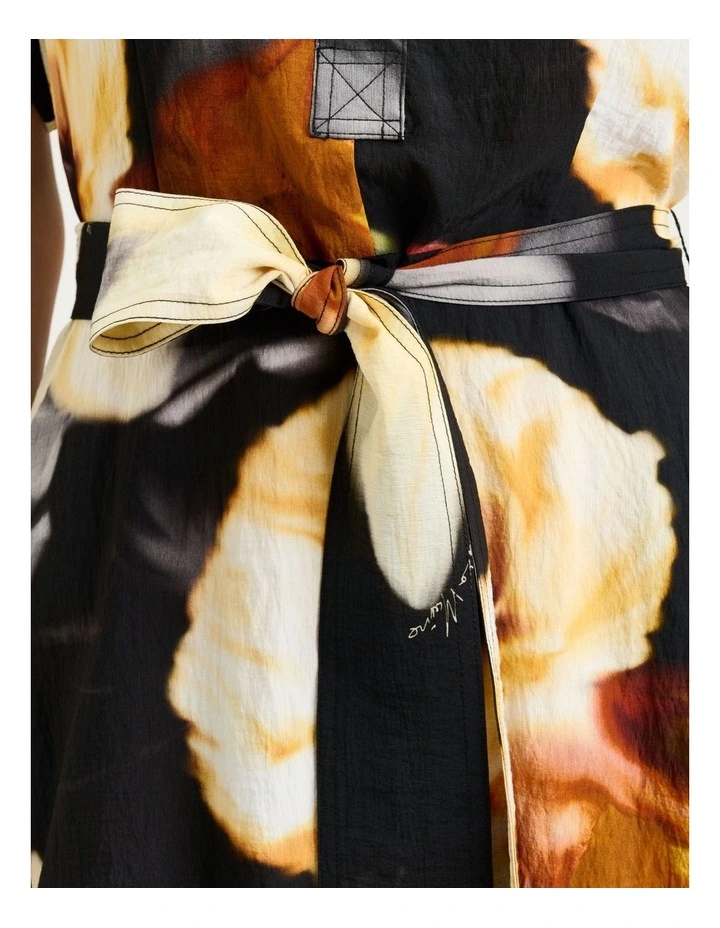 Botanical Floral Shirtdress in Black image 5