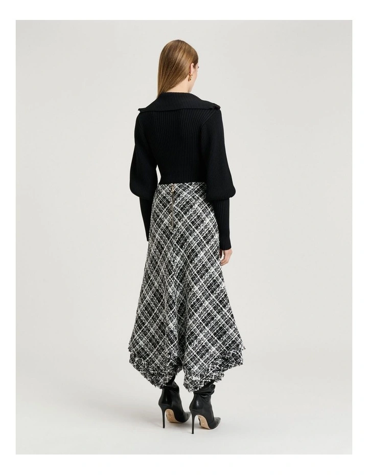 WIDE CHECK TWEED SKIRT image 2
