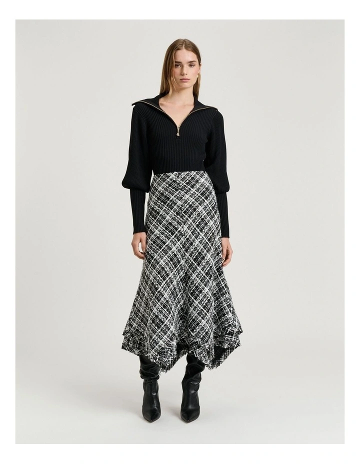 WIDE CHECK TWEED SKIRT image 4