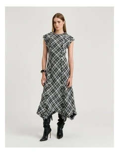 WIDE CHECK TWEED DRESS