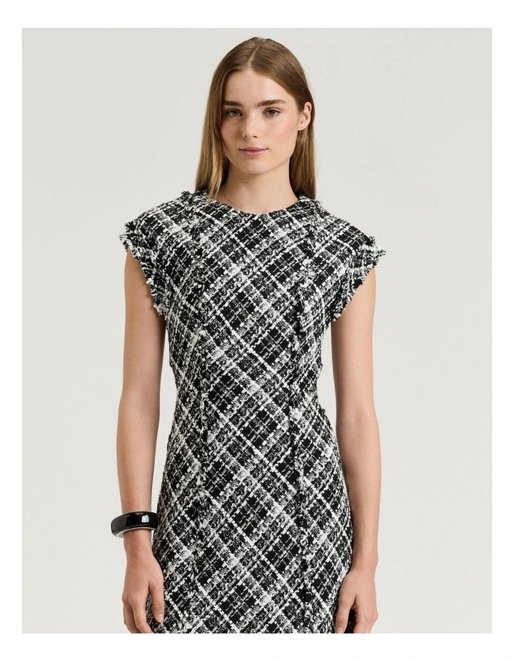WIDE CHECK TWEED DRESS image 3
