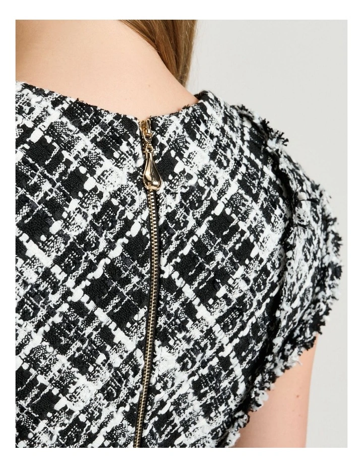 WIDE CHECK TWEED DRESS image 5