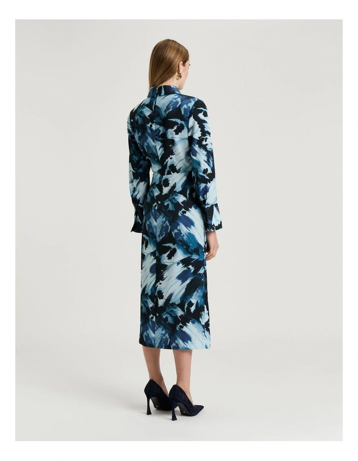 BLUE PAPILLION SATIN SHIRTDRESS image 2