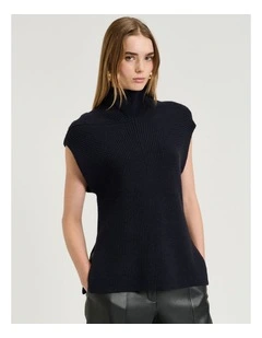 INK CHUNKY RIBBED KNIT VEST