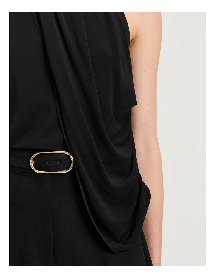 CREPE JERSEY DRAPED HALTER TOP image 4