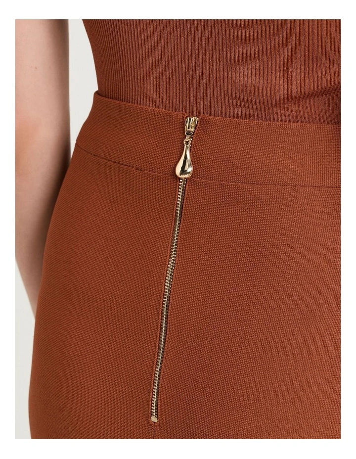 Milano Knit Pencil Skirt in Cognac image 3