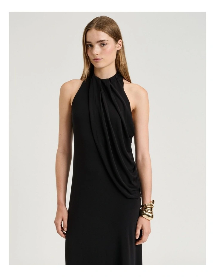Crepe Jersey Draped Halter Dress image 3