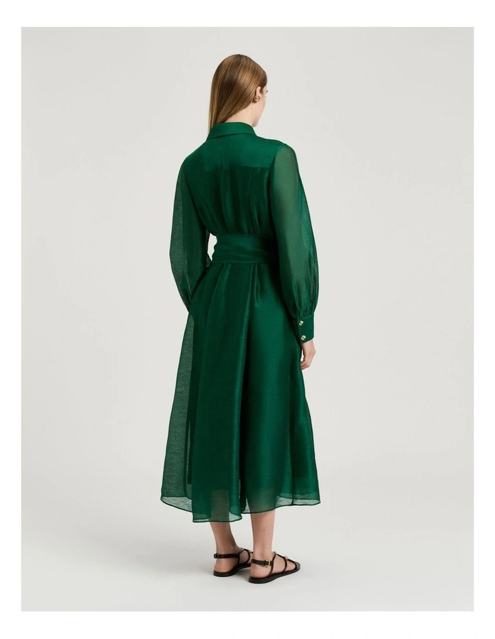 LINEN SILK MIDI SHIRTDRESS image 2