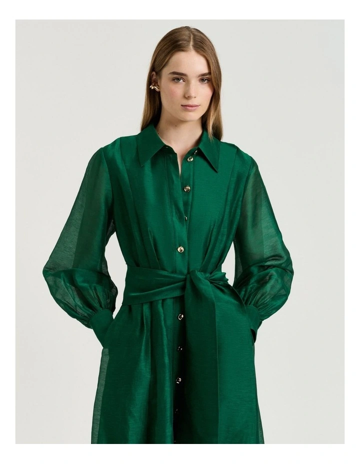 LINEN SILK MIDI SHIRTDRESS image 3