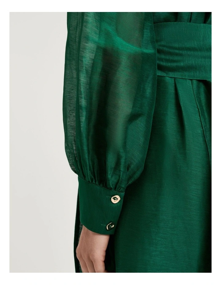 LINEN SILK MIDI SHIRTDRESS image 5