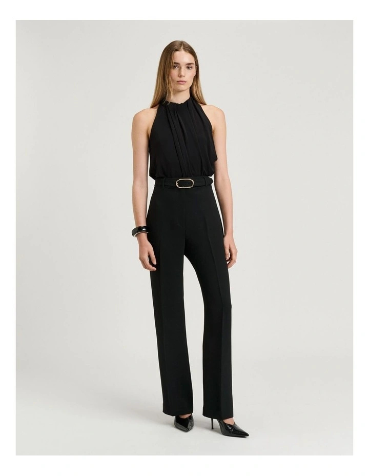 DOUBLE WEAVE BELTED STRAIGHT LEG PANT image 4