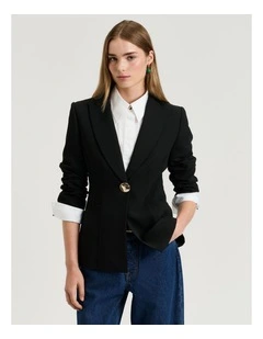 Double Weave Blazer in Black