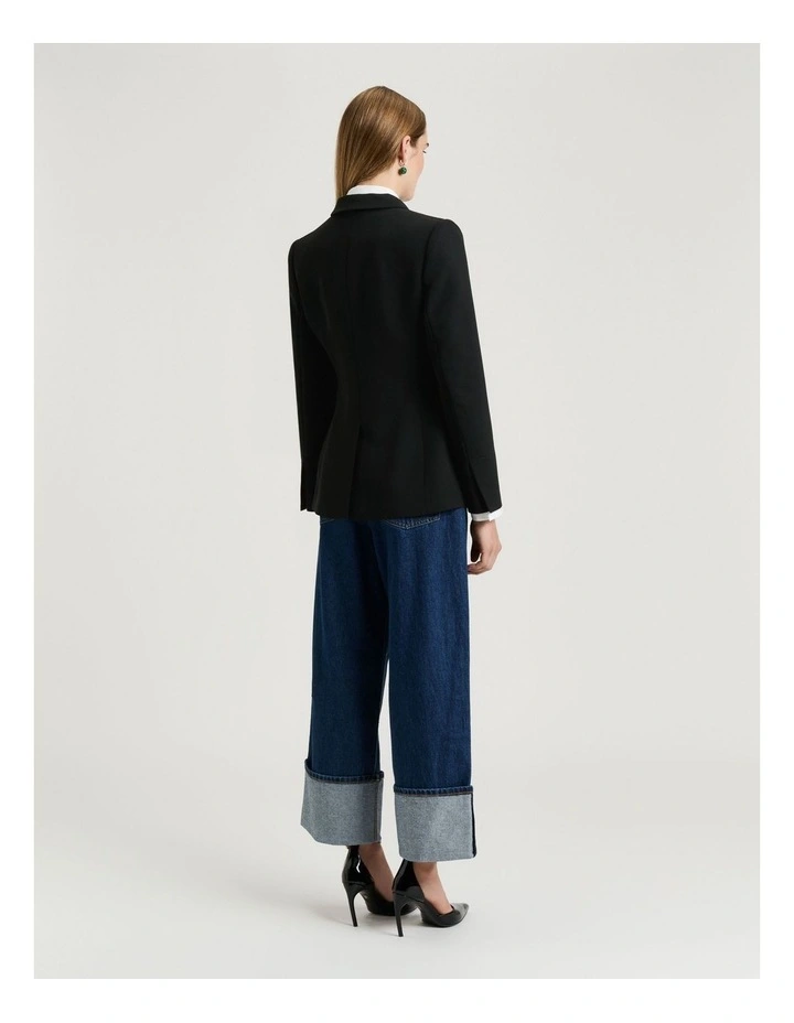 Double Weave Blazer in Black image 2