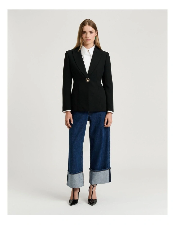 Double Weave Blazer in Black image 3