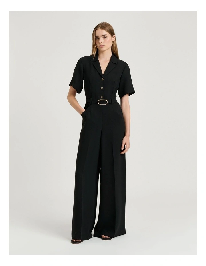 DOUBLE WEAVE BELTED JUMPSUIT image 1
