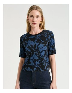 Butterfly Jacquard Knit Tee in Multi